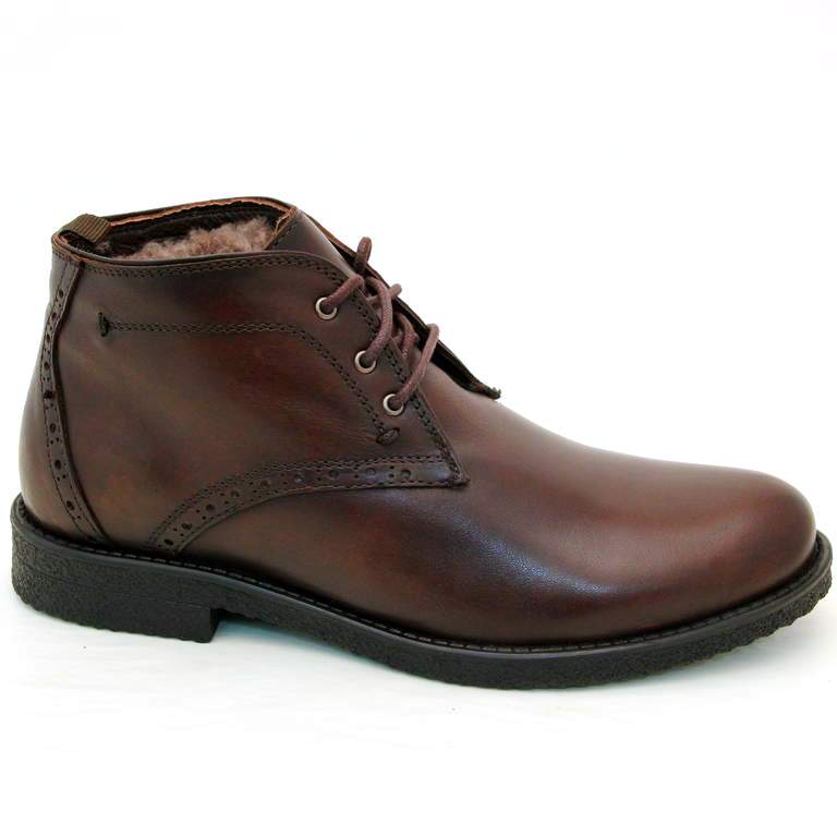 Ботинки мужские М457-481-4 кожа-байка коричневые