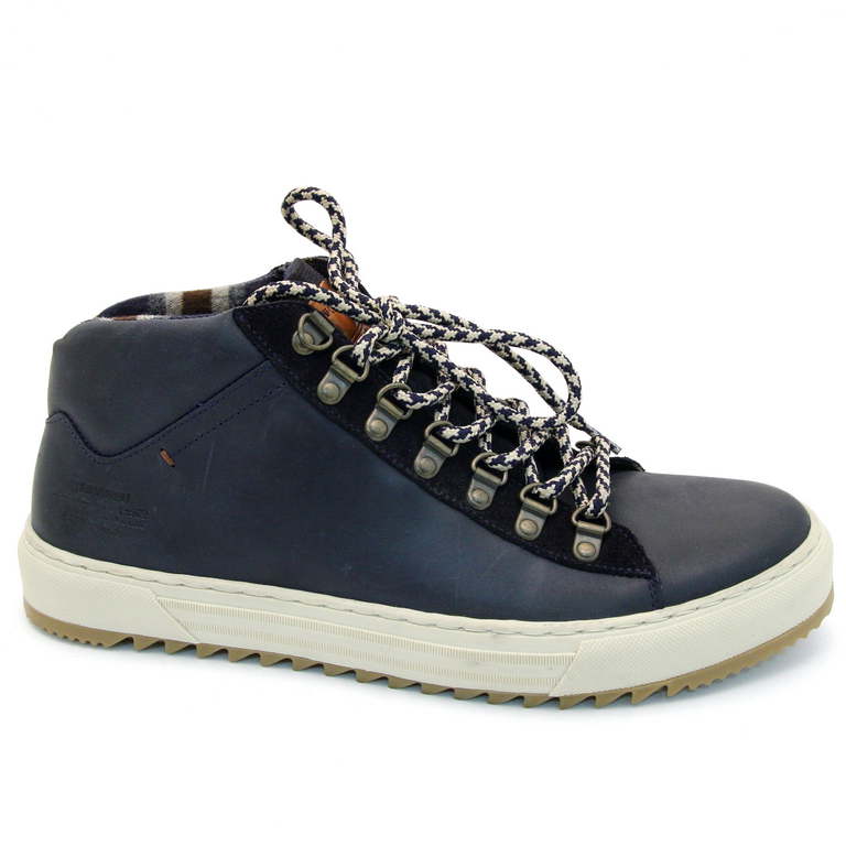 Ботинки 7764-NAVY-3 кожа-шерсть синие